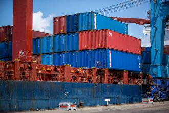 Container operations at Mombasa Port in Kenya