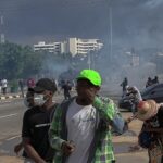 Protesters demonstrating in Africa