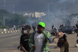 Protesters demonstrating in Africa