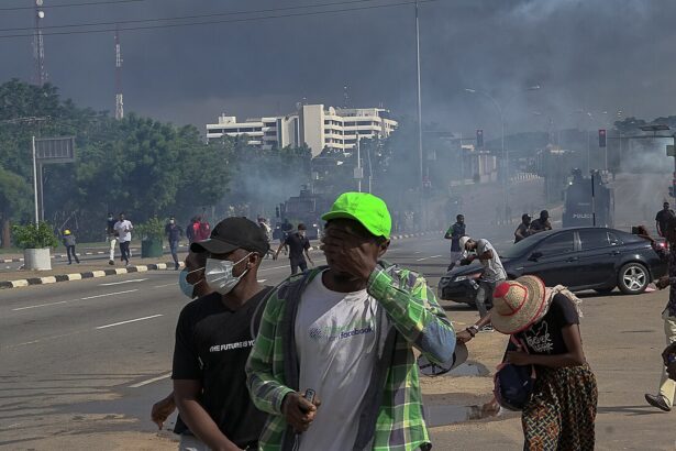 Protesters demonstrating in Africa