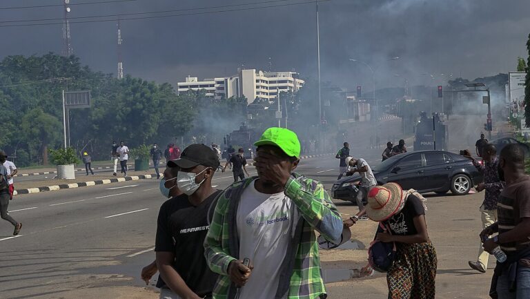 Protesters demonstrating in Africa