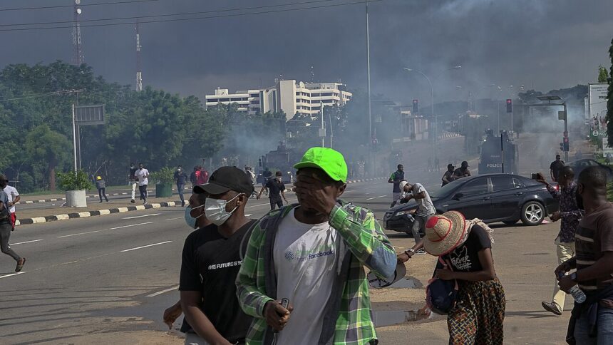 Protesters demonstrating in Africa