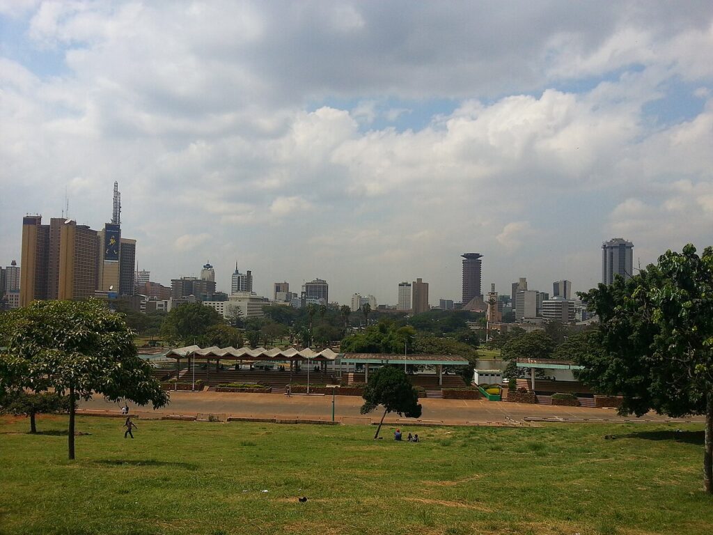 Nairobi city skyline showing the capital of Kenya