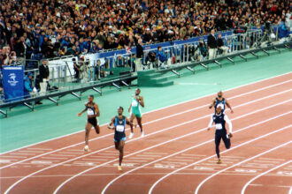 Kenyan sprinter in action at the Olympics