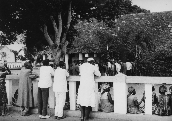 People queueing to vote at a polling station during presidential elections in Cameroon
