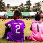 Kenyan women football players in action