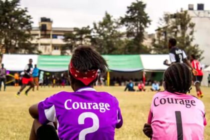 Kenyan women football players in action