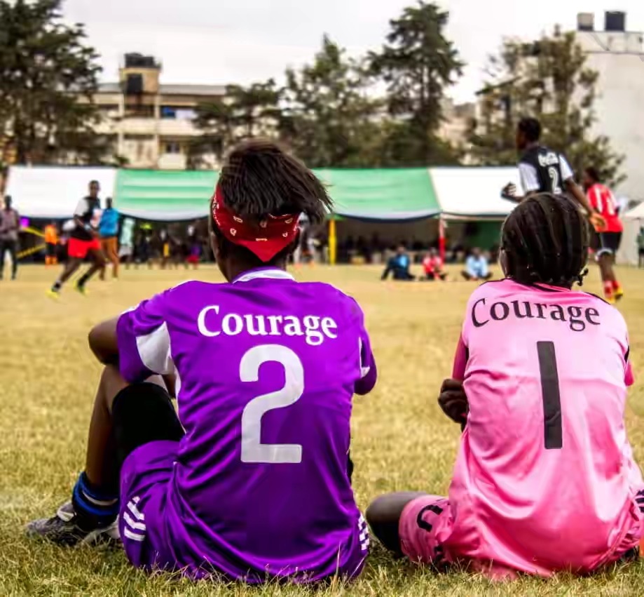Kenyan women football players in action
