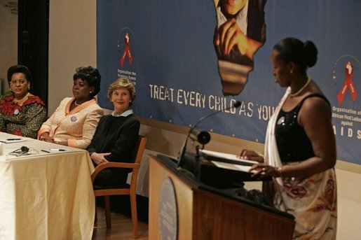 Rwanda's First Lady Jeannette Kagame speaking at an international event