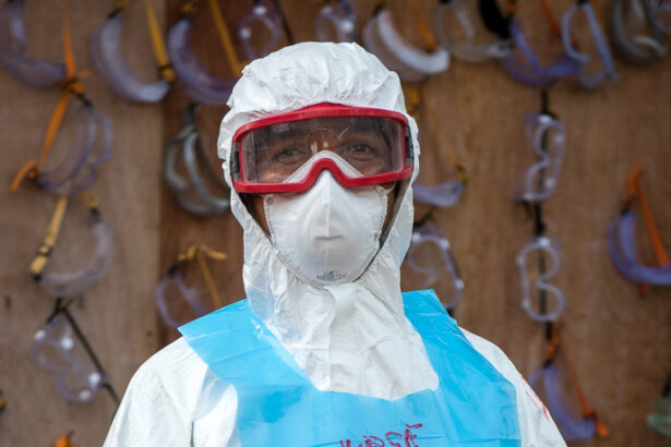 Health worker wearing PPE during Ebola outbreak