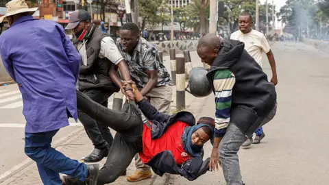 Road barricade during fuel protests in Nairobi