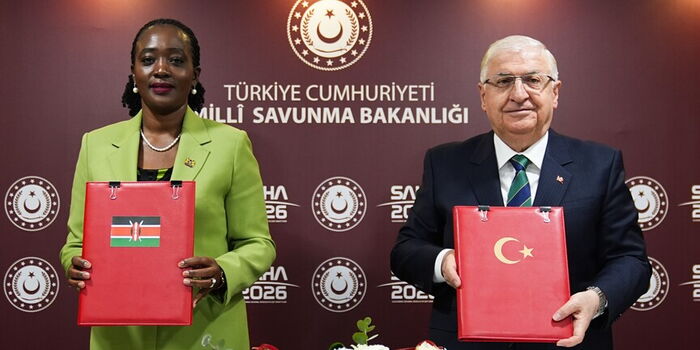 Kenya Defense CS Soipan Tuya with Turkey's National Defense Minister Yasar Guler